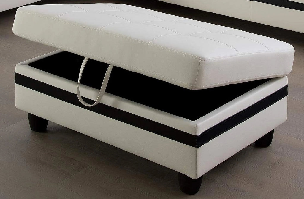 Cream White Black Stripe Left Hand Facing Sectional Sofa Set Z929