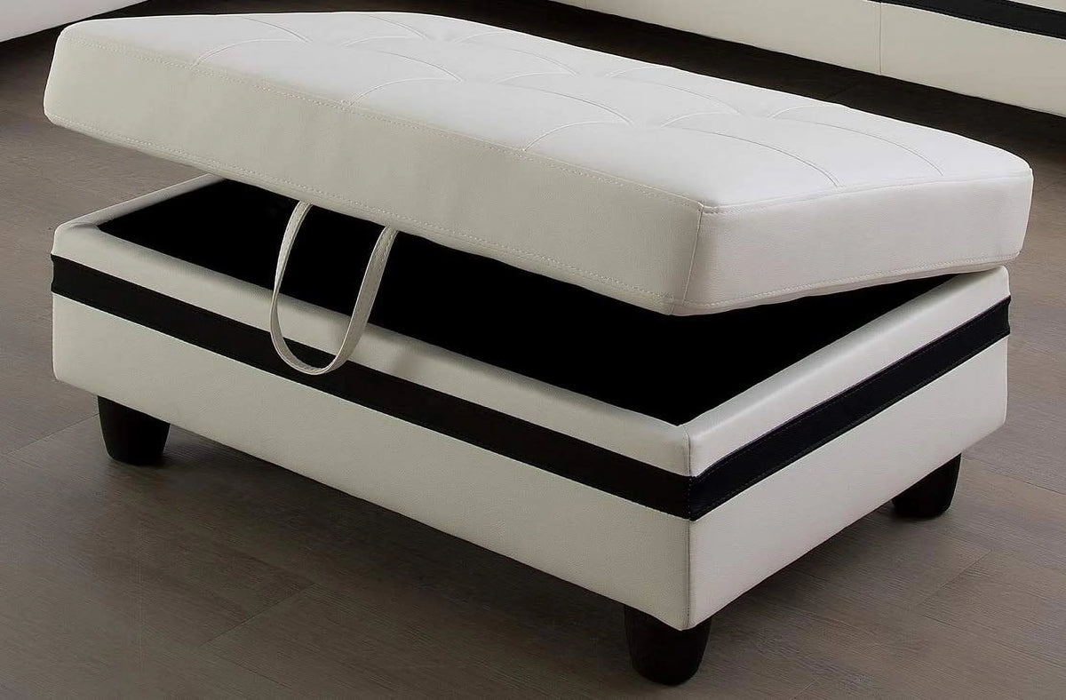 Cream White Black Stripe Left Hand Facing Sectional Sofa Set Z929