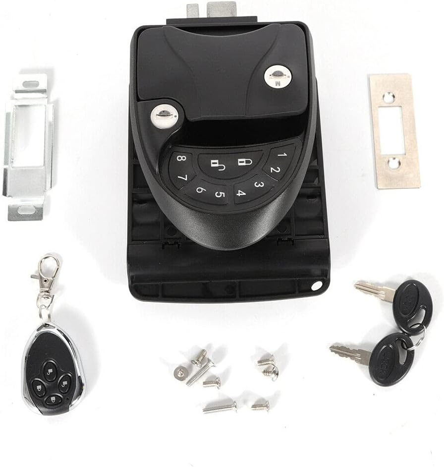 Keyless Entry Door Lock Latch Handle Knob Deadlock (Black) K62097