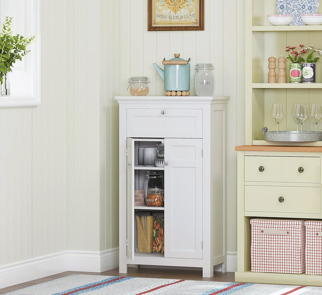 Freestanding Bathroom Cabinet with Doors and Adjustable Shelf, White Q220670