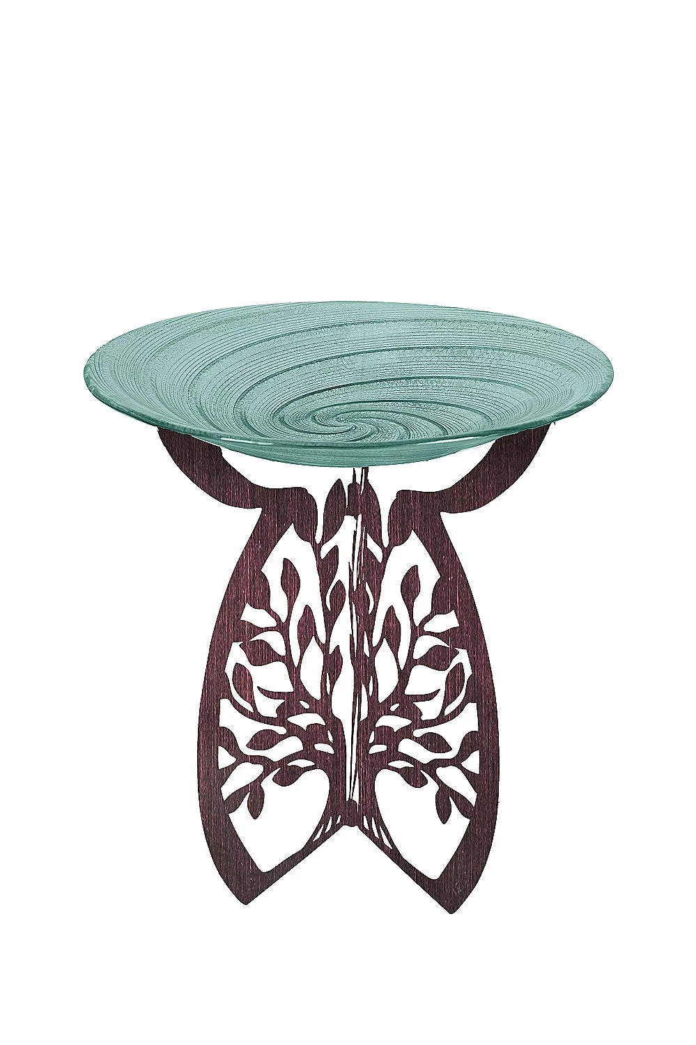 Laser Cut Bird Bath Stand and Glass Embossed Bird Bath Set D901510