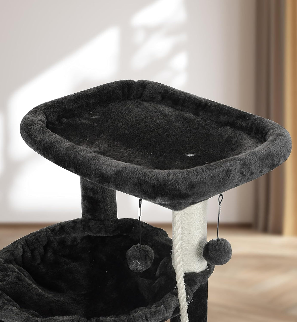 Darkgray Cat Tree with Cat Condo and Two Hammocks H928080