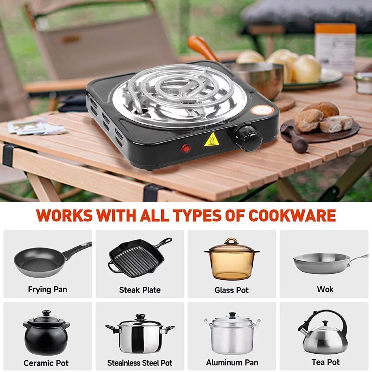 Electric Stove Dual Burner Portable Compact Hot Plate T8879