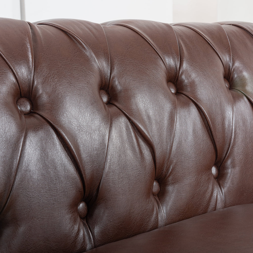 Dark Brown Leather 3-Seater Sofa S3816