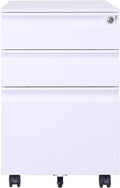 3 Drawer Mobile File Cabinet with Lock and Casters White H774