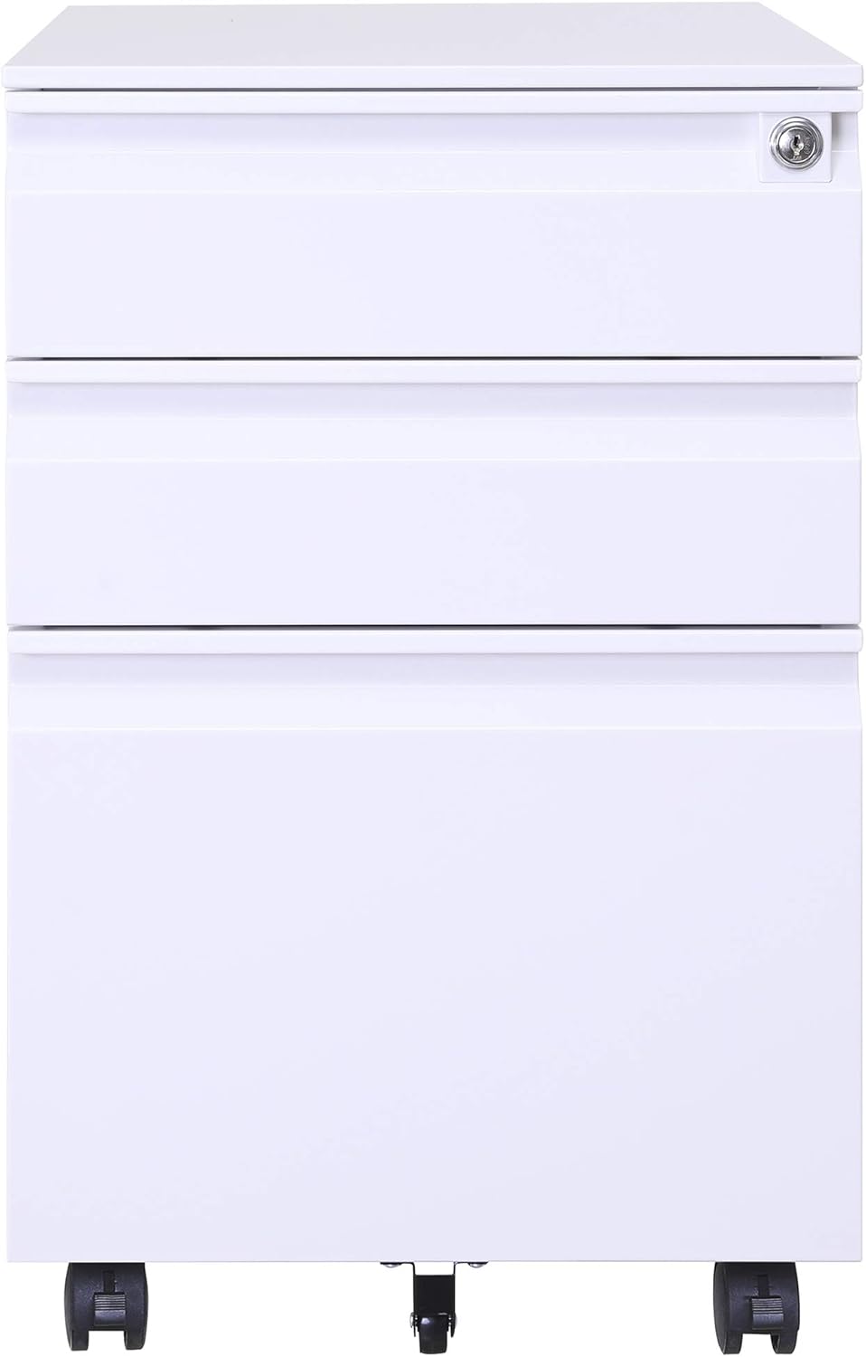 3 Drawer Mobile File Cabinet with Lock and Casters White H774