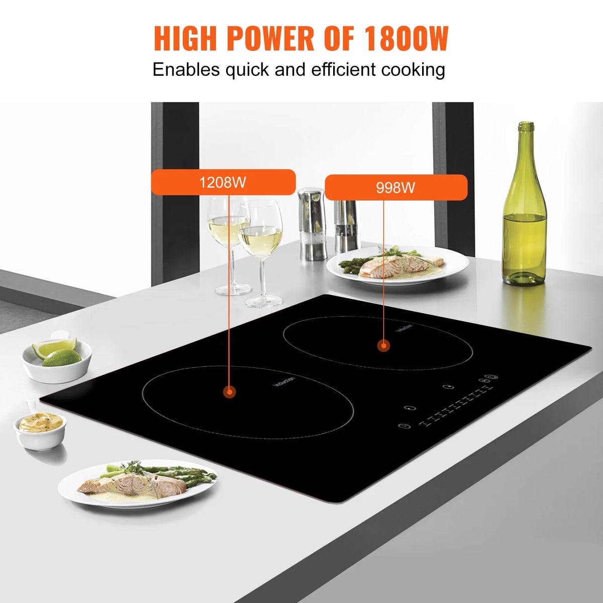 2 Burners Ceramic Glass Electric Cooktop K8768