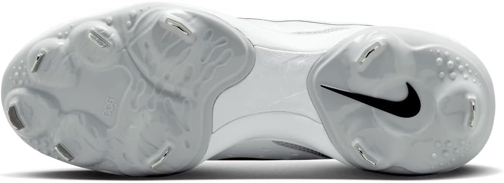 White Gray Size 8 Medium Baseball Cleats N7547
