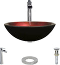 Foil Undertone Glass Vessel Sink with Chrome Faucet and Drain C3495