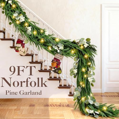 2 Pack 9FT Artificial Pre-lit Christmas Garland with Lights K389