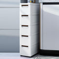 White 5 Drawer Plastic Storage Cabinet with Wheels I1290