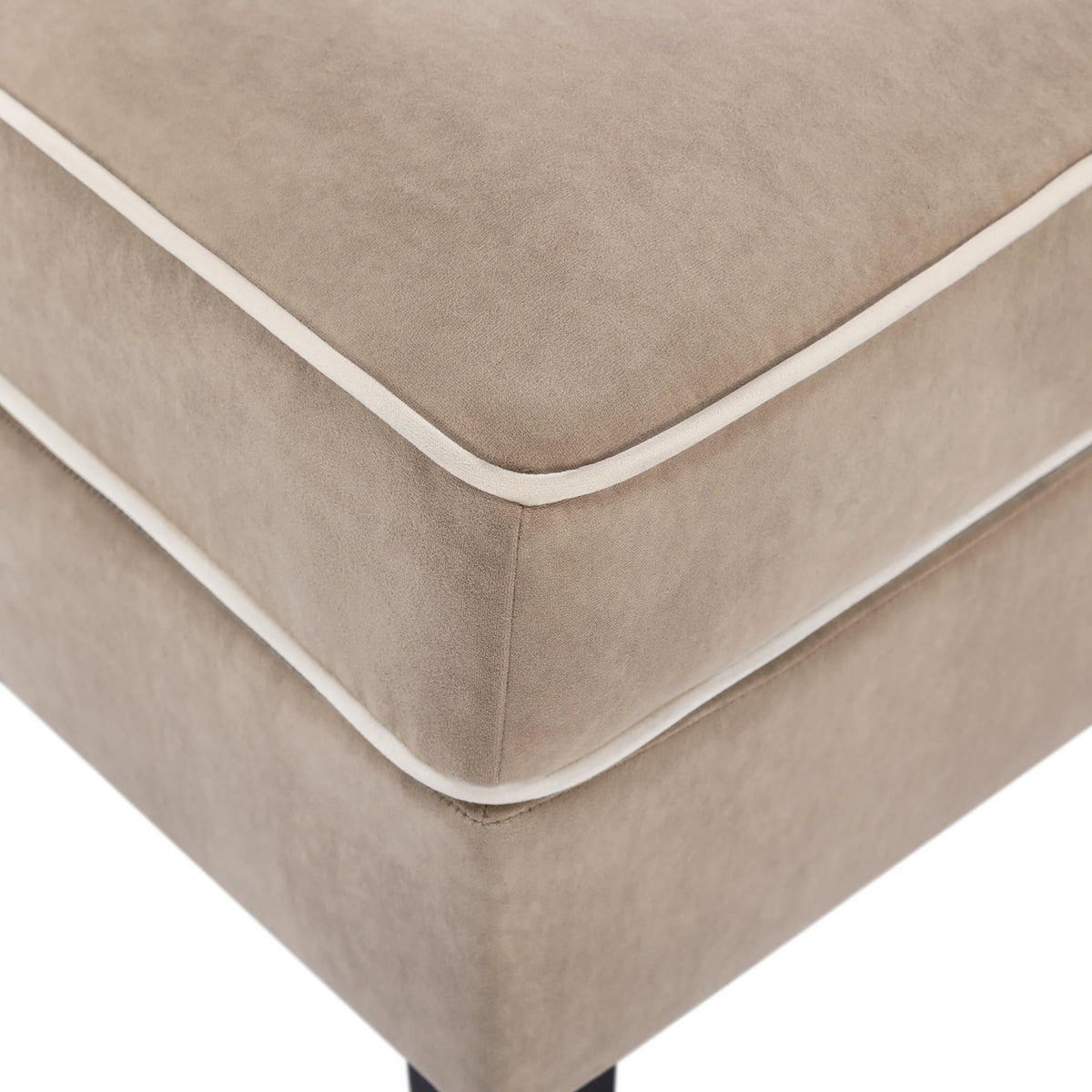 Velvet Upholstered Accent Chair with Cream Piping X89488