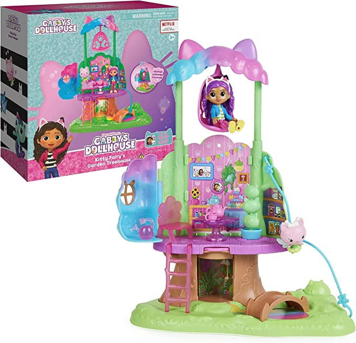 Transforming Garden Treehouse Playset with Lights, 2 Figures, 5 Accessories D914766