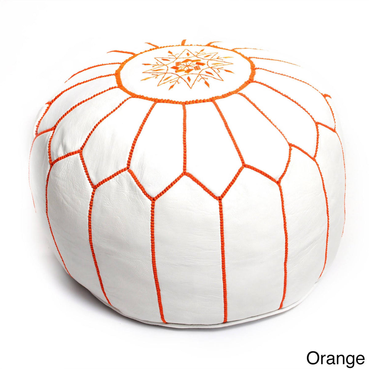 White Leather Ottoman D9456