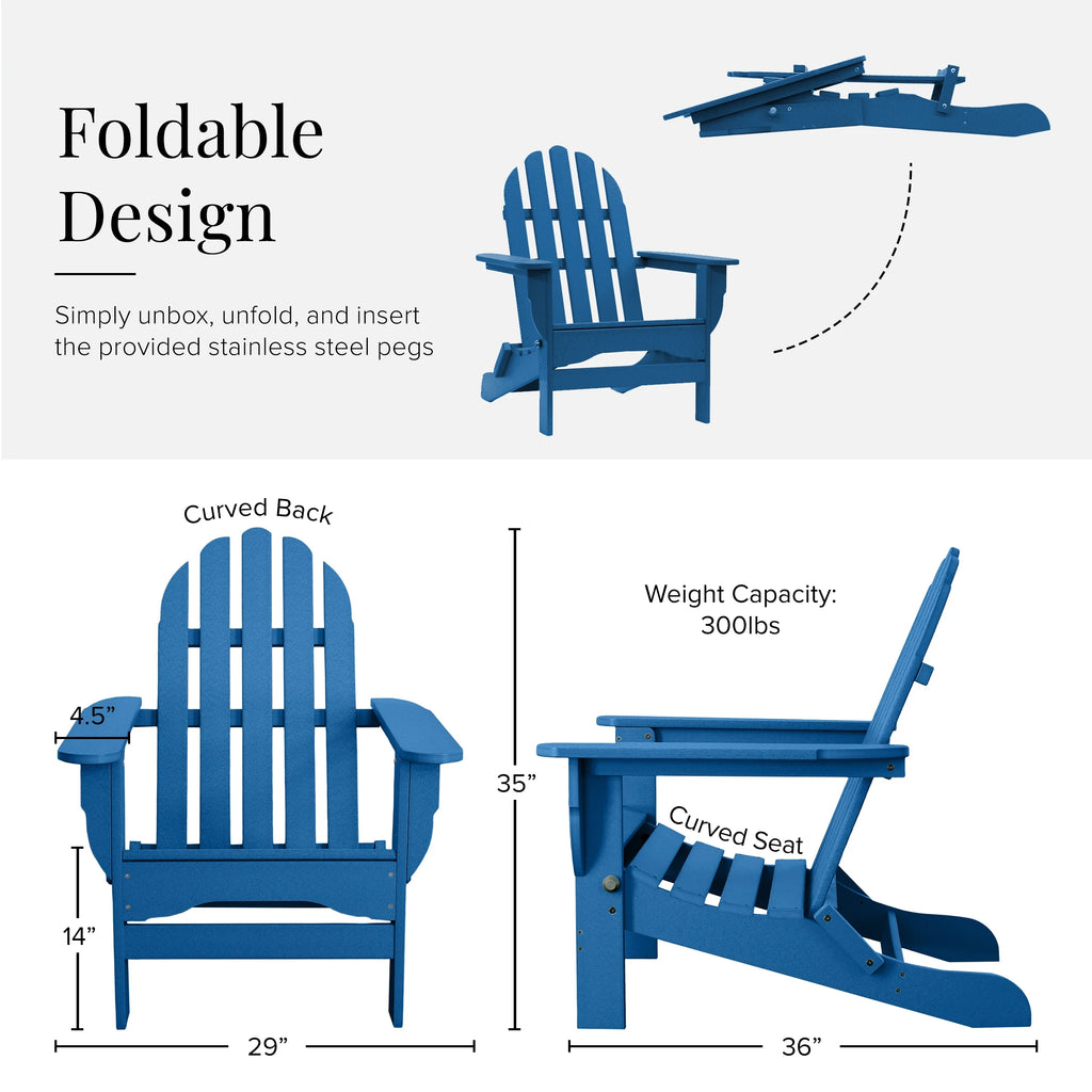 16-Pc Folding Adirondack Chair Set with Ottomans and Side Tables L9573