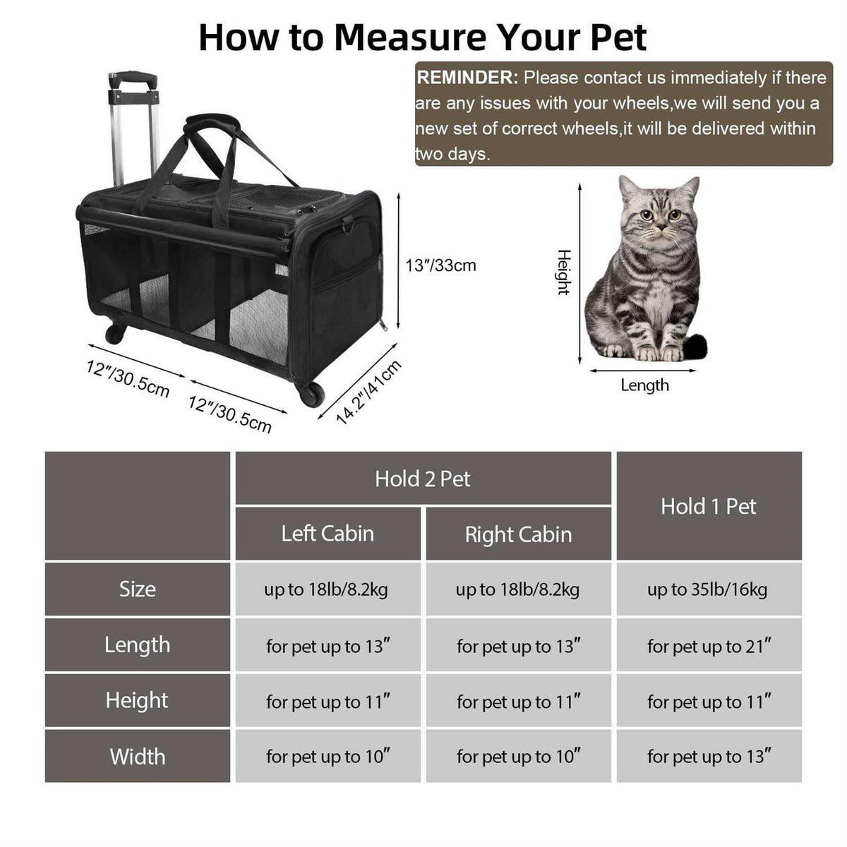 Double-Compartment Pet Rolling Carrier with Wheels R217334