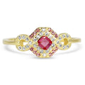 14k Gold Sterling Silver Simulated Pink Sapphire Ring Size 7 M601