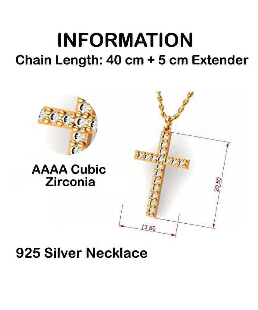 Crystal Gold Cross Necklace T9590