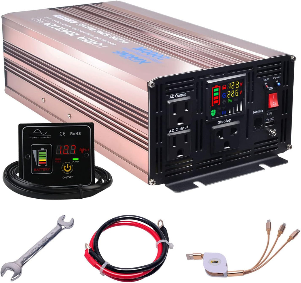 500 Watts Power Inverter 12V to 110V Pure Sine Wave with LED Display and 4.2A USB Charging Ports & 2 AC Outlets Pack of 2 G54720