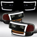 Compatible with 2000-2006 GMC Sierra Denali Black Smoke LED Tube Headlights + Sequential Bumper Lights S98819