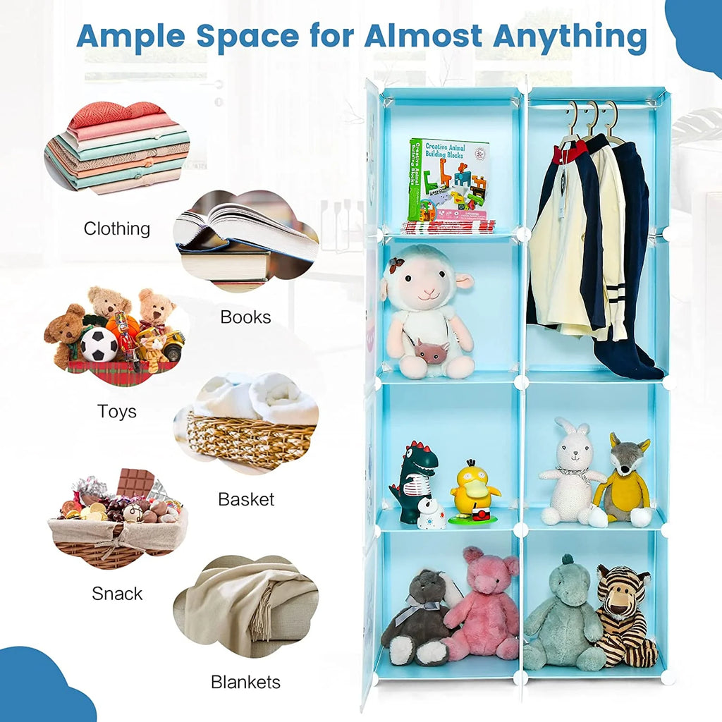 8 Cube Children Wardrobe with Doors and 2 Hanging Sections G372