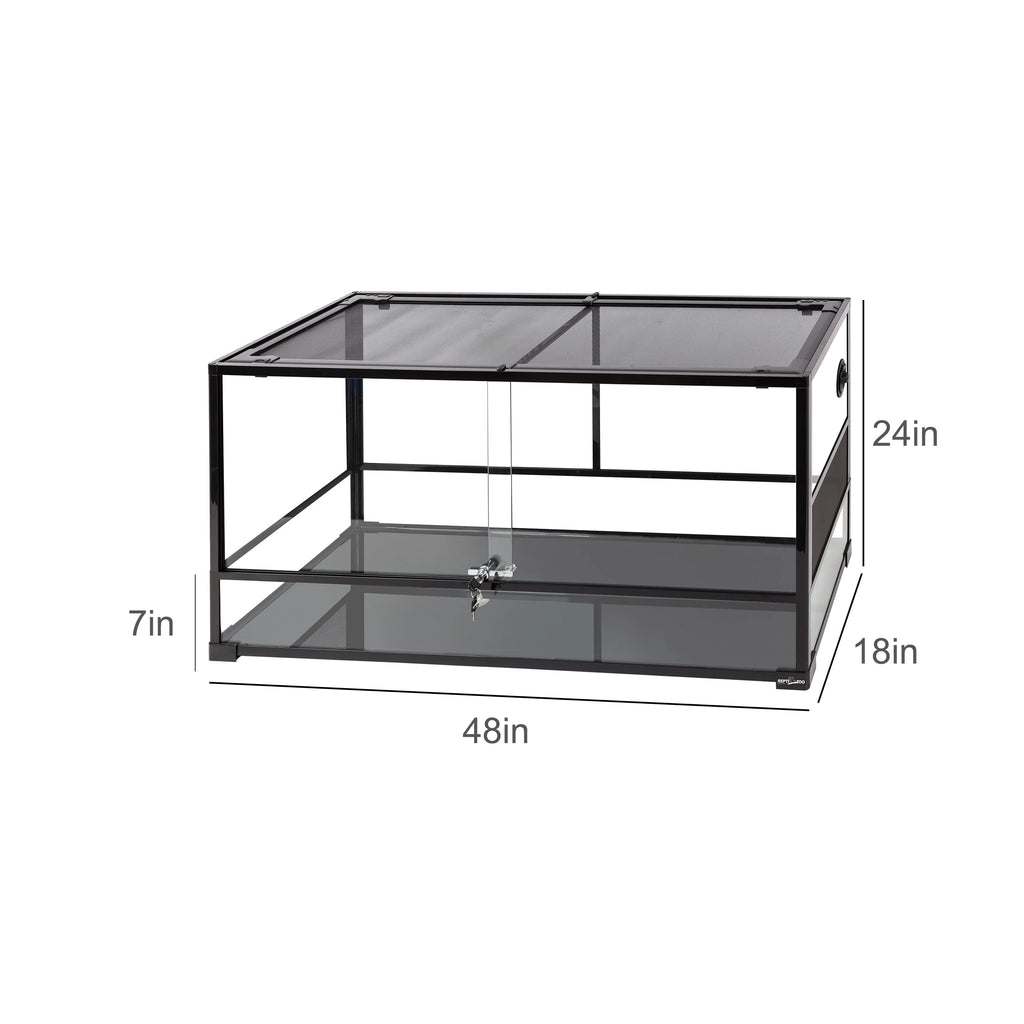 90 Gallon Glass Front Opening Terrarium Tank with Screen Ventilation Q460