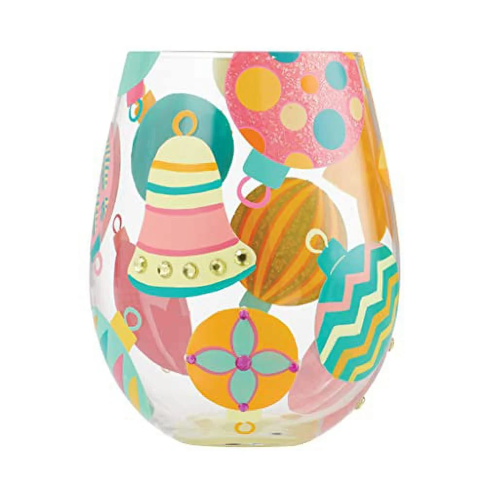 Hand Painted Stemless Wine Glass N74119