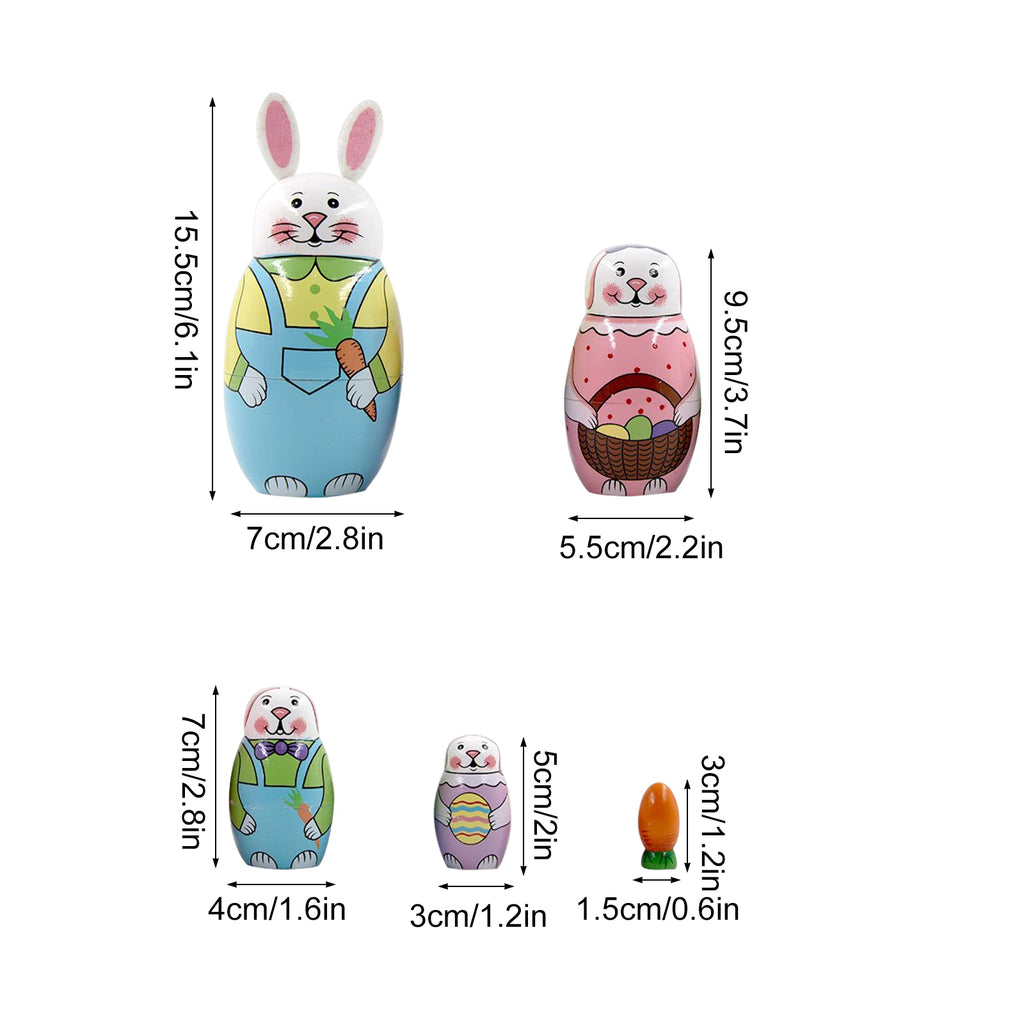 5-Storey Wooden Rabbit Doll Toys I33689