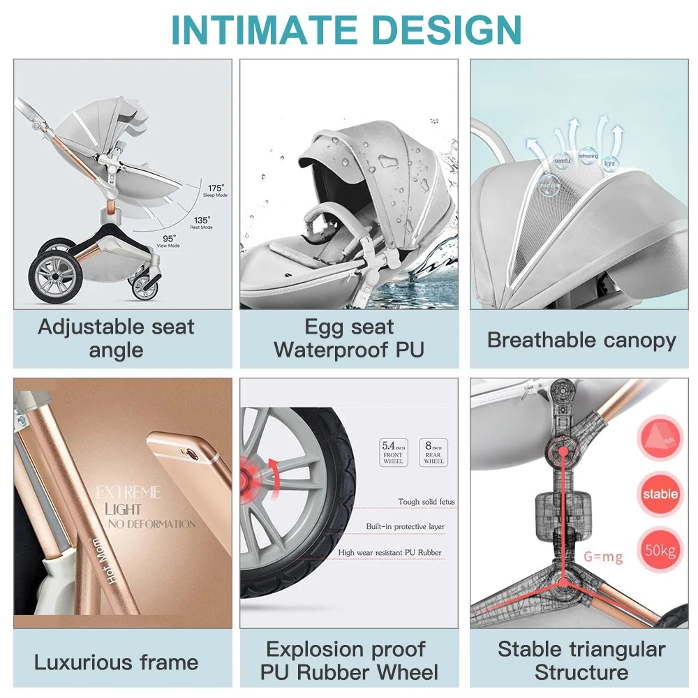 Grey 2 in 1 Baby Stroller with Bassinet Combo U511