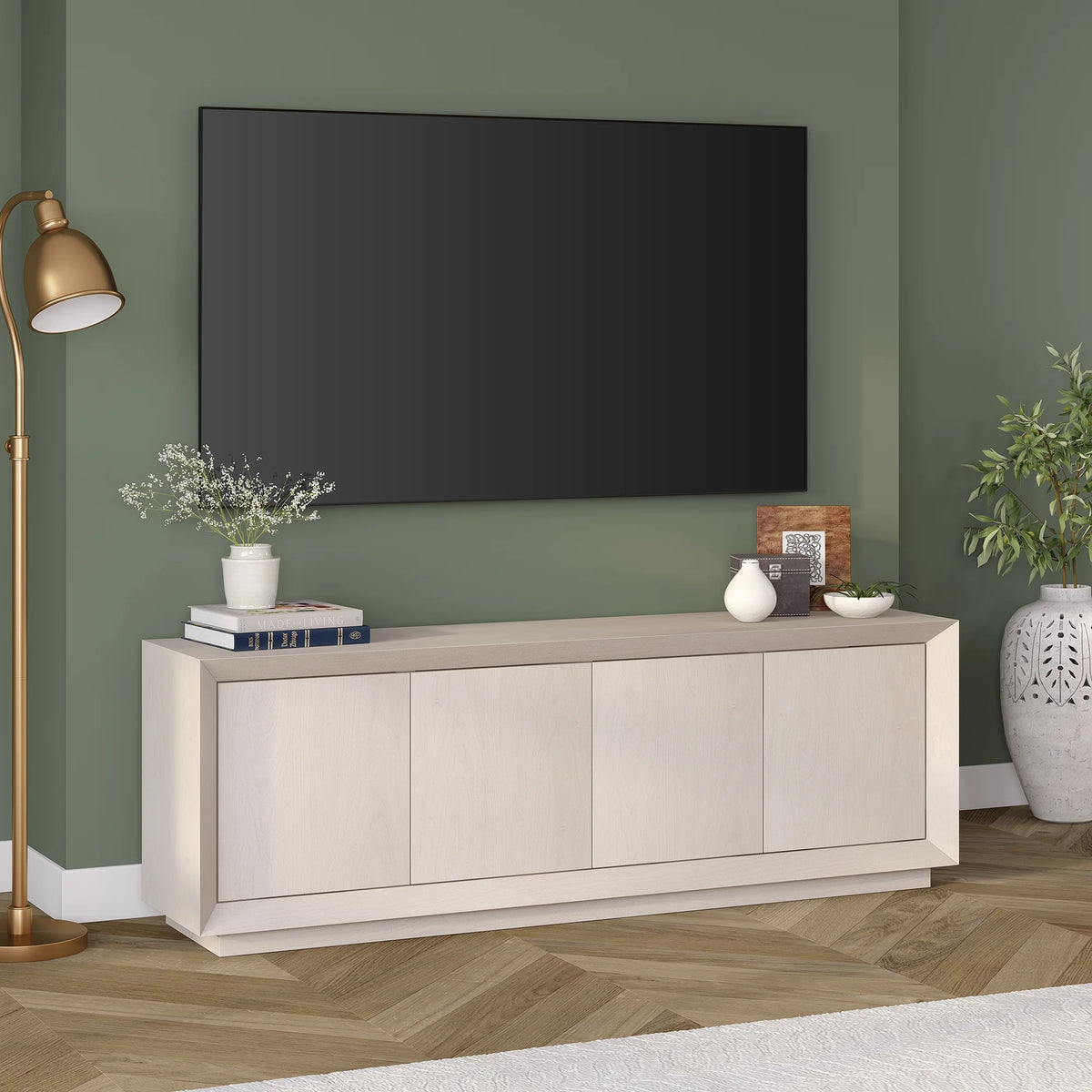 White Rectangular TV Stand S5130