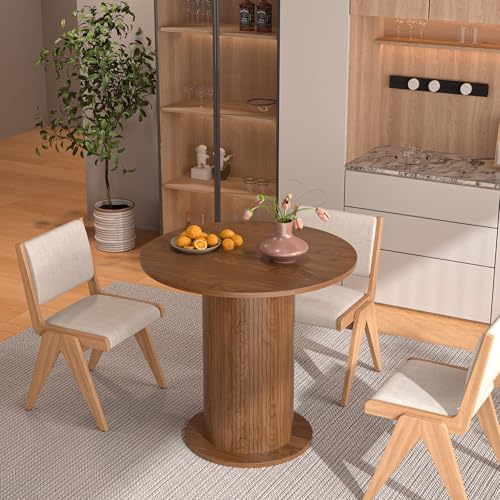 Round Dining Table for 2 with Wood Strip Base V590