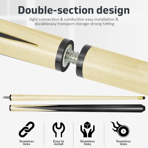 Pool Cue Stick 11mm Fiber Leather Tip 36inch Set of 2 L79877
