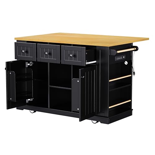 53" Kitchen Cart Island on Wheels with Power Outlet C683572
