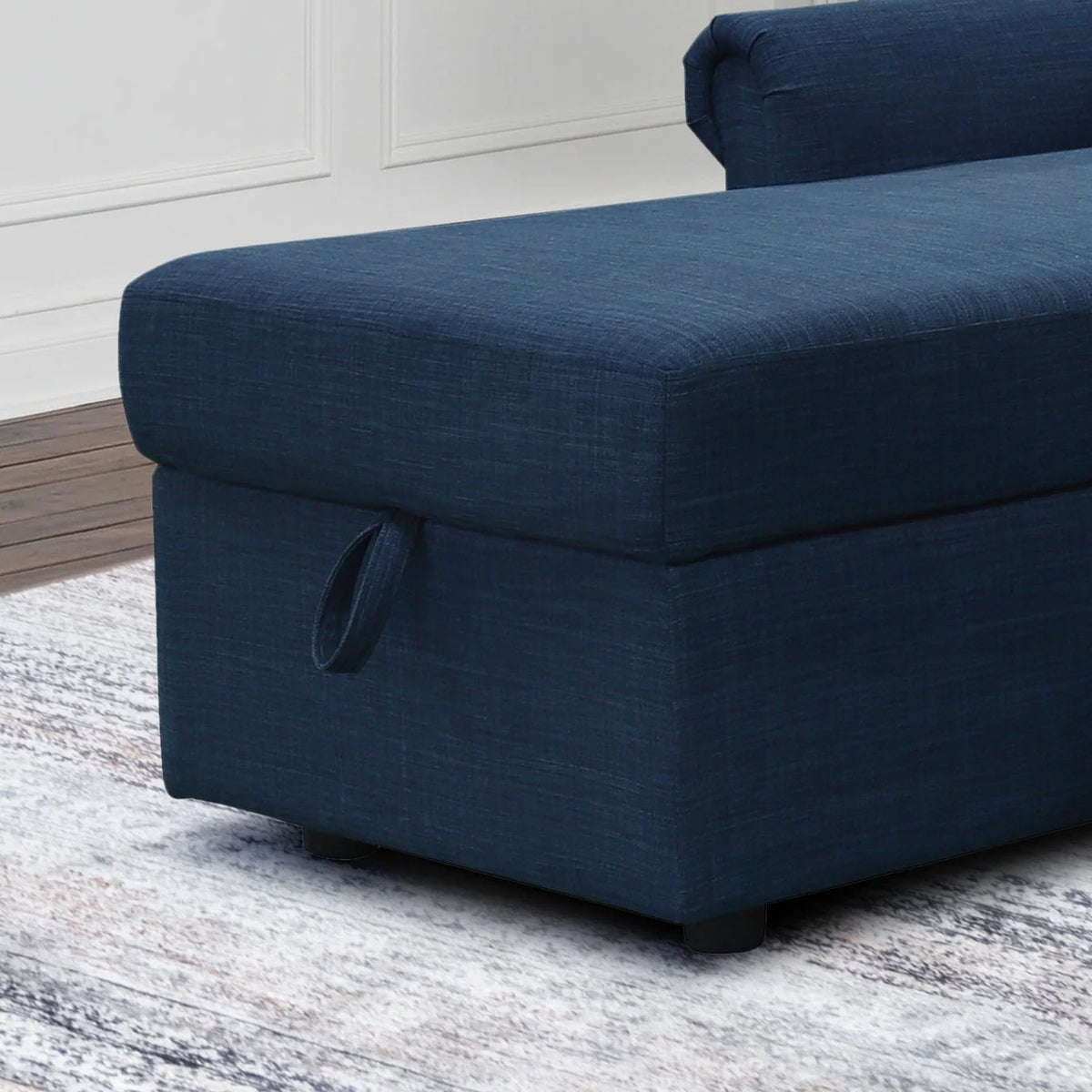 Navy Blue Storage Sofa Bed Reversible Sectional Y817898