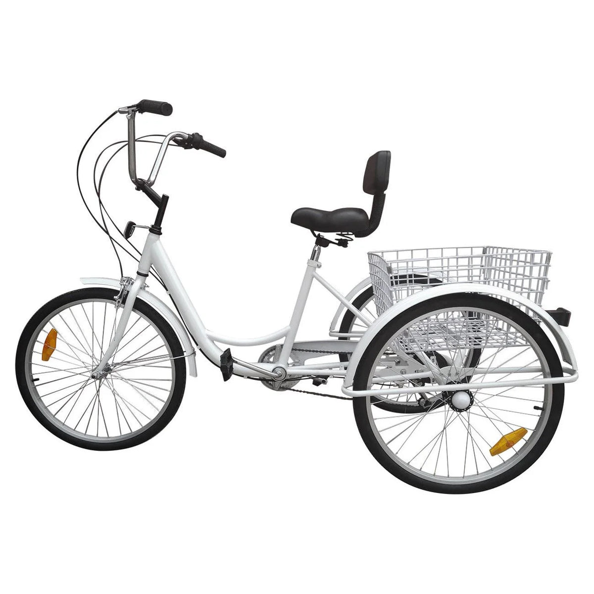 24" 7-Speed 3-Wheel Tricycle with Basket White C586877
