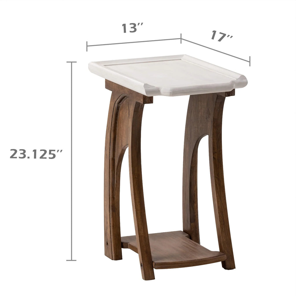 Rustic Tray Top End Table White Brown Rectangle Q7498
