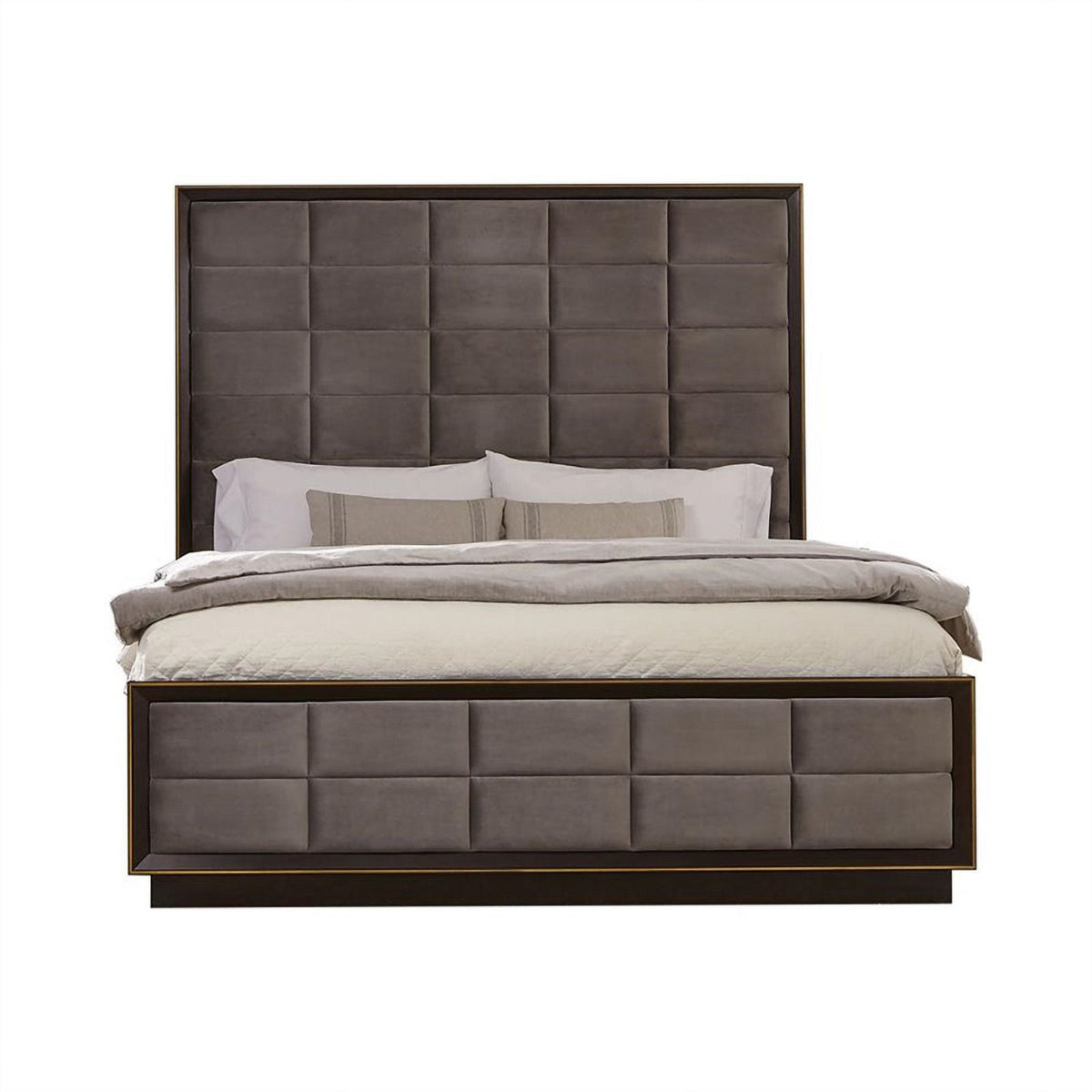 4-piece Wood California King Panel Bedroom Set in Brown and Gray H2676