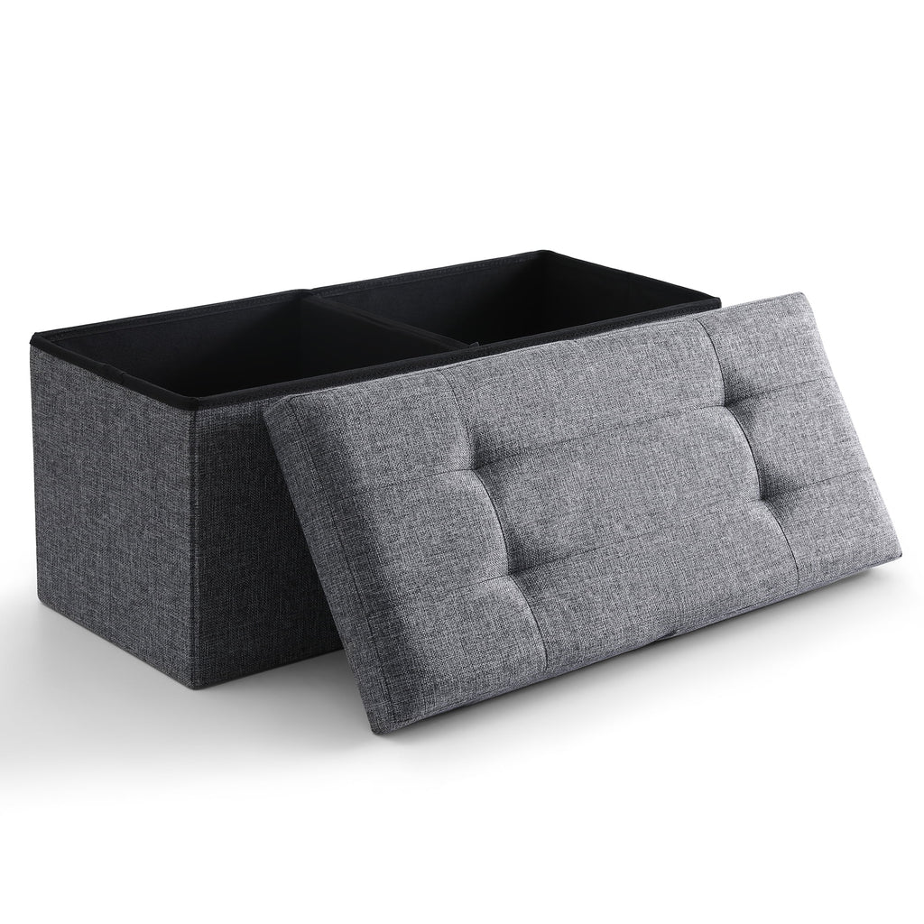 Linen Fabric Storage Ottoman Bench K354098