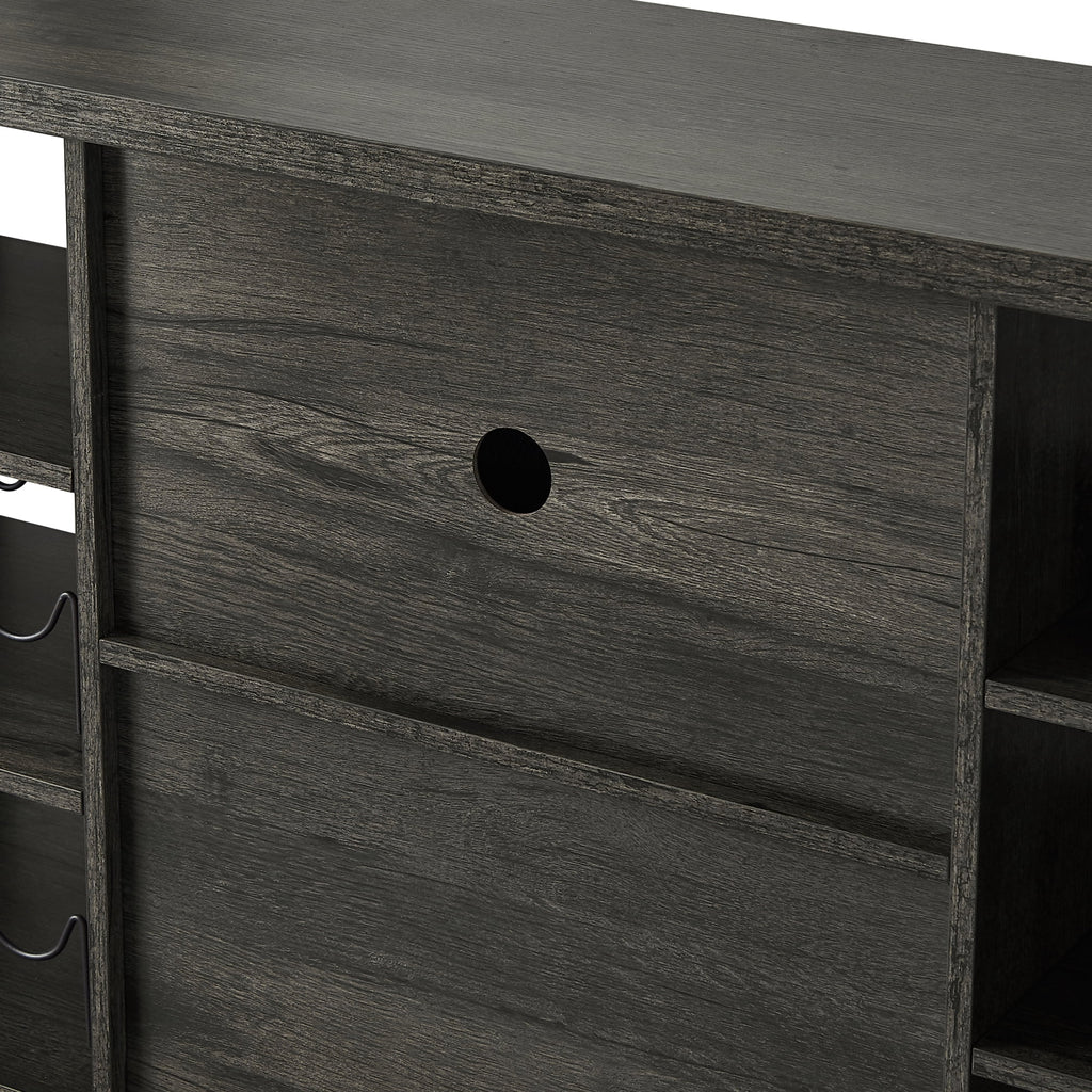 Dark Gray Wood Wine Cabinet with Storage X83837