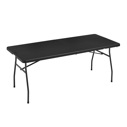 White 6 ft Folding Table with Carrying Handle F553
