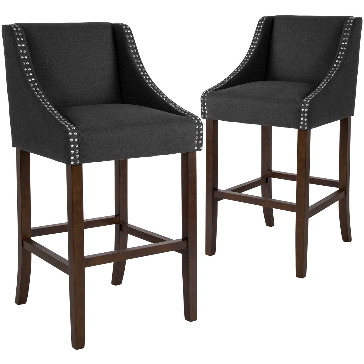 2 Pk. Walnut Barstool with Black Leather Y103