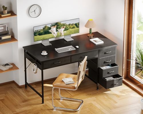 Rustic Brown 40 Inch Computer Desk with 6 Drawers L949