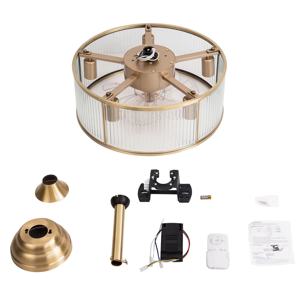 18inch Caged Ceiling Fan Light with Remote Control S195