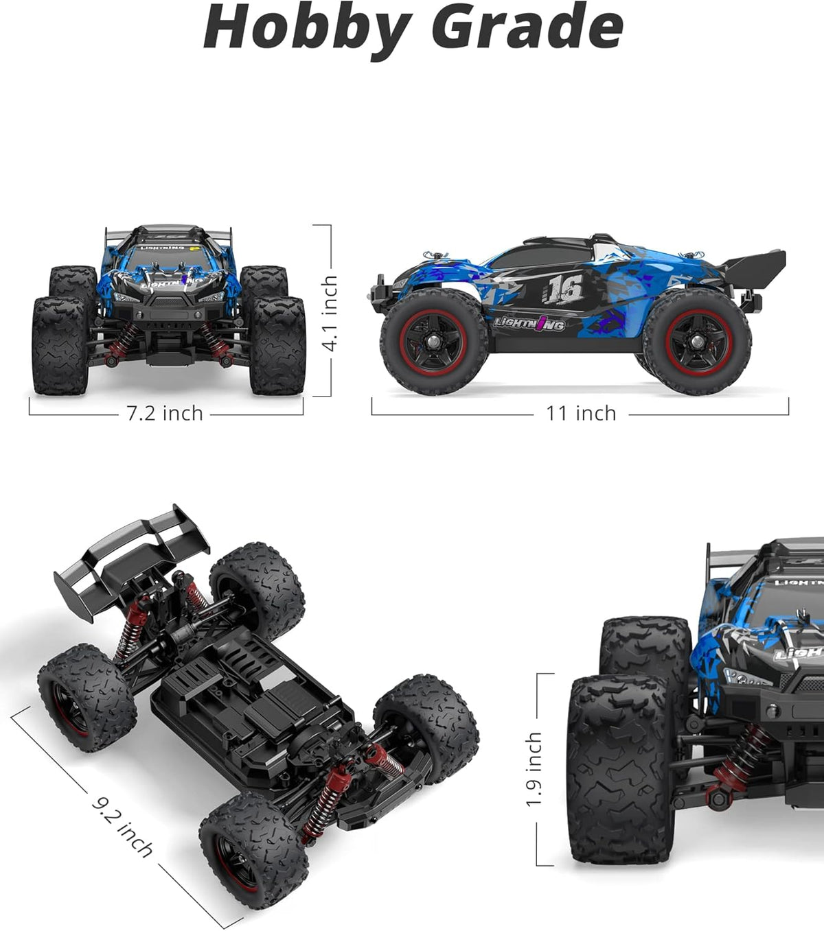 1:18 Scale Brushless 4WD Off-Road Remote Control Car with 2 Rechargeable Batteries I5417