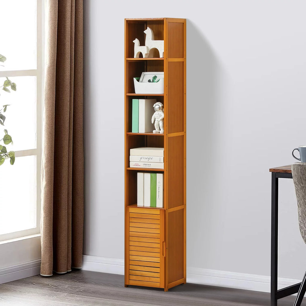 Bamboo 7 Shelves Bookcase with Door K5314