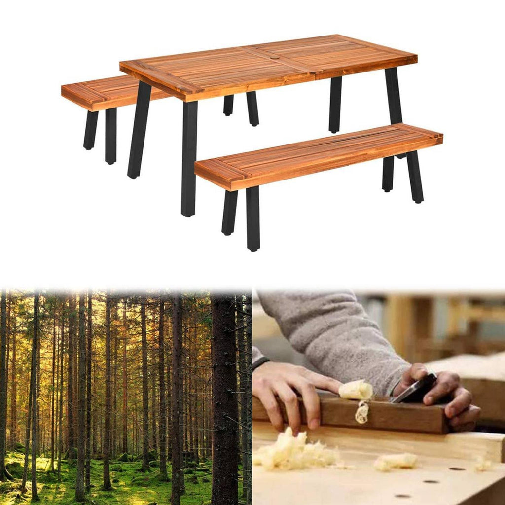 2pc 63x22 Acacia Wood Benches I96340