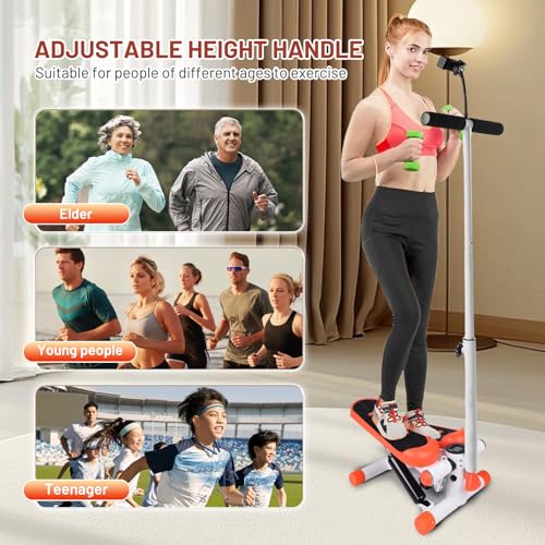 Adjustable Height Stair Stepper with Resistance Bands and LCD Monitor X796