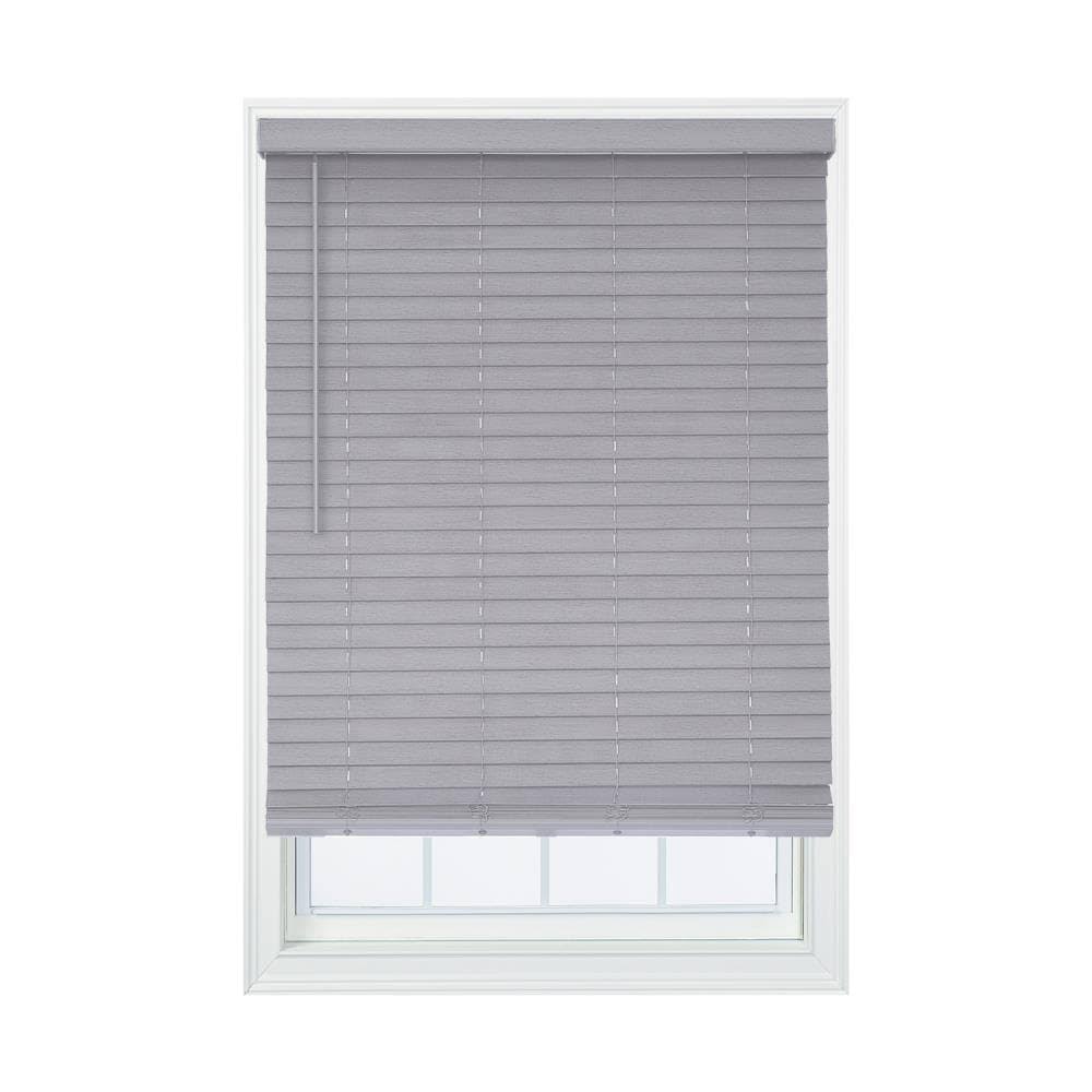 Cordless Gray Faux Wood Room Darkening Horizontal Blinds U664