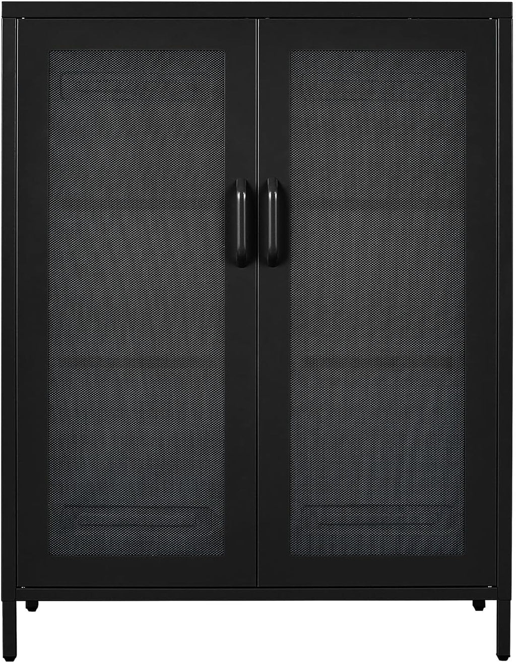 Black Metal Storage Cabinet with 2 Adjustable Shelves and Lock D766723