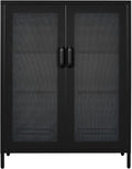 Black Metal Storage Cabinet with 2 Adjustable Shelves and Lock D766723